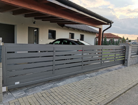 Automatická hliníková posuvná brána, plotová pole, branka, elektrický pohon. Zakázková výroba FL BRÁNY.