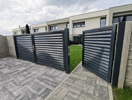 Automatická hliníková posuvná brána, plotová pole, branka, elektrický pohon. Zakázková výroba FL BRÁNY.