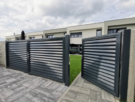 Automatická hliníková posuvná brána, plotová pole, branka, elektrický pohon. Zakázková výroba FL BRÁNY.