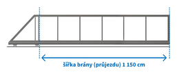 Posuvná brána BIG BOSS, šířka 1150 cm, výška 200 cm, bez lakování rámu, výplň Train bez laku