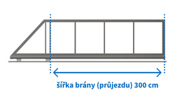 Posuvná brána STANDARD, šířka 300 cm, výška 100 cm,  lakovaný rám, výplň Aztec bez laku