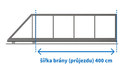 Posuvná brána STANDARD, šířka 400 cm, výška 100 cm,  bez lakování rámu, výplň Train lakovaná