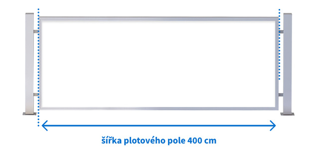 Rámové plotové pole 400 x 160 cm, bez lakování rámu, bez výplně